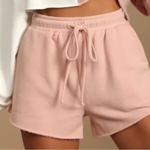 Lulus Leisurely Lifestyle Blush Pink Drawstring Lounge Shorts size Small